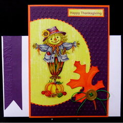 Scarecrow Purple Thanksgiving Card