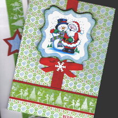 Snowman And Santa Xmas Card
