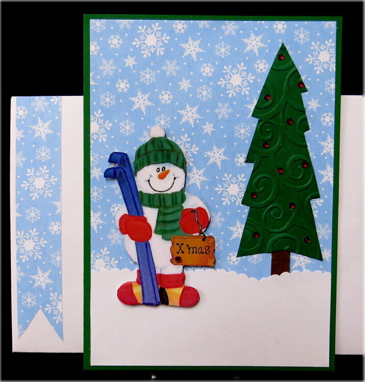 Snowman and Tree Xmas Card