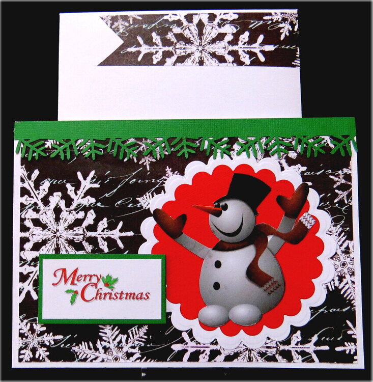 Snowman on Black Christmas Card