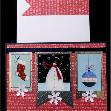 Stocking Snowman Ornament Xmas Card