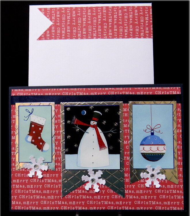 Stocking Snowman Ornament Xmas Card