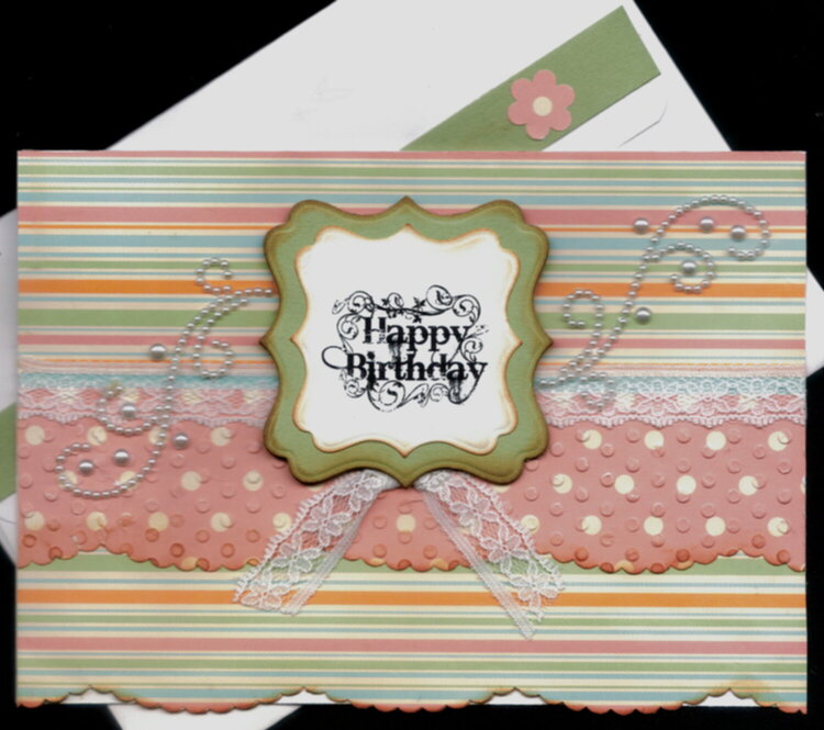 Stripe Dots Lace Birthday Card