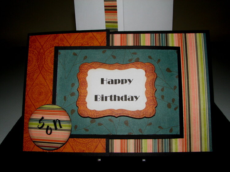 Stripe On Blk Happy Birthday Son Card