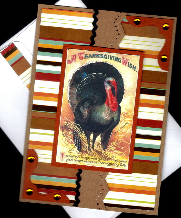 Striped Turkey Gf Thanksgiving Card