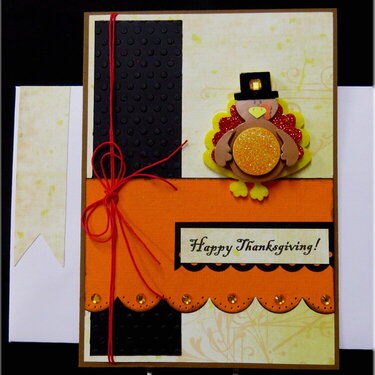 Turkey Atop Orange Yellow Thanksgiving Card