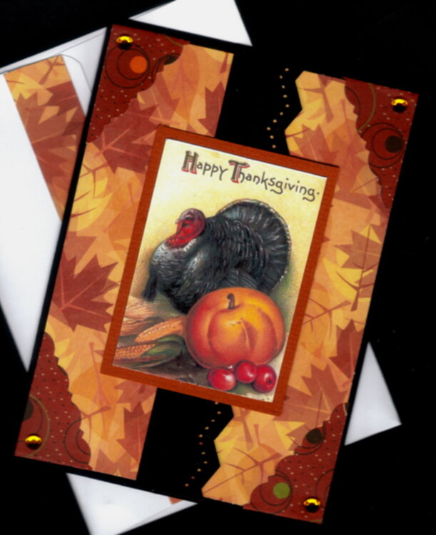 Turkey Pumpkin Corn Gate Fold Thanksgiving Card