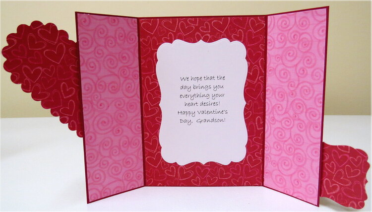 Tux Pink Swirls Valentine Card Inside