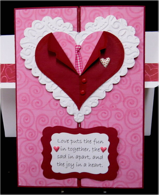Tux Pink Swirls Valentine Card