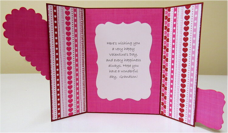 Tux Striped Hearts Valentine Card Inside