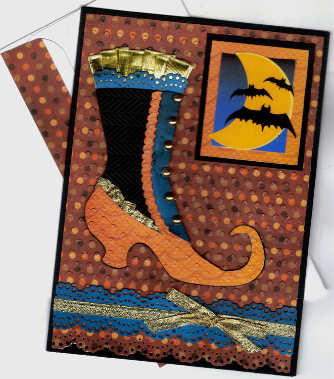 Witch Shoe Bats Halloween Card