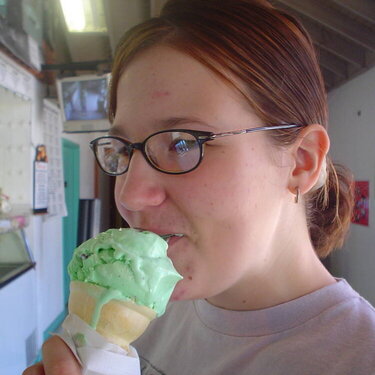 #8 - Person Eating Mint Choc Chip Ice Cream (3 pts)