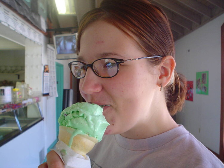 #8 - Person Eating Mint Choc Chip Ice Cream (3 pts)