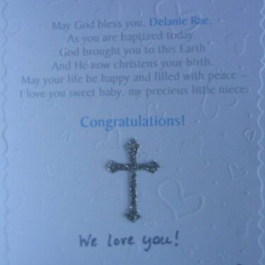 Niece / Goddaughter Baptism card - inside