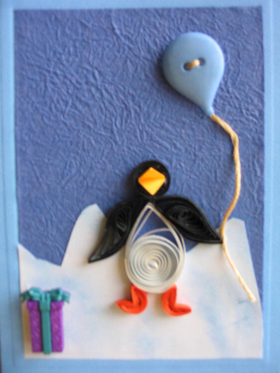 Quilled Penguin Bday Card
