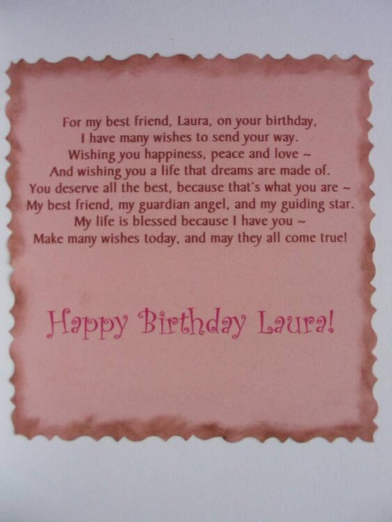 Best Friend Birthday Card - inside