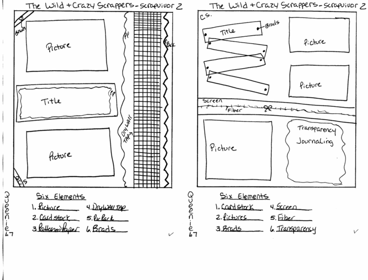 Scrapvivor week 1 Sketches