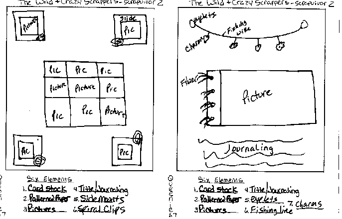 Scrapvivor Week 1 sketches