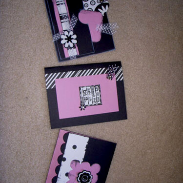 black white and pink cards