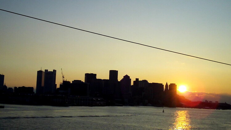 Boston skyline at sunset July 18, 2009