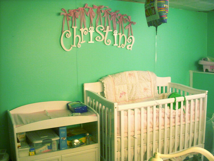 The Crib and Changing table and baby name