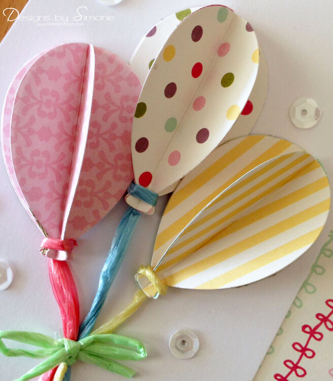 Birthday Balloons Card - Close Up
