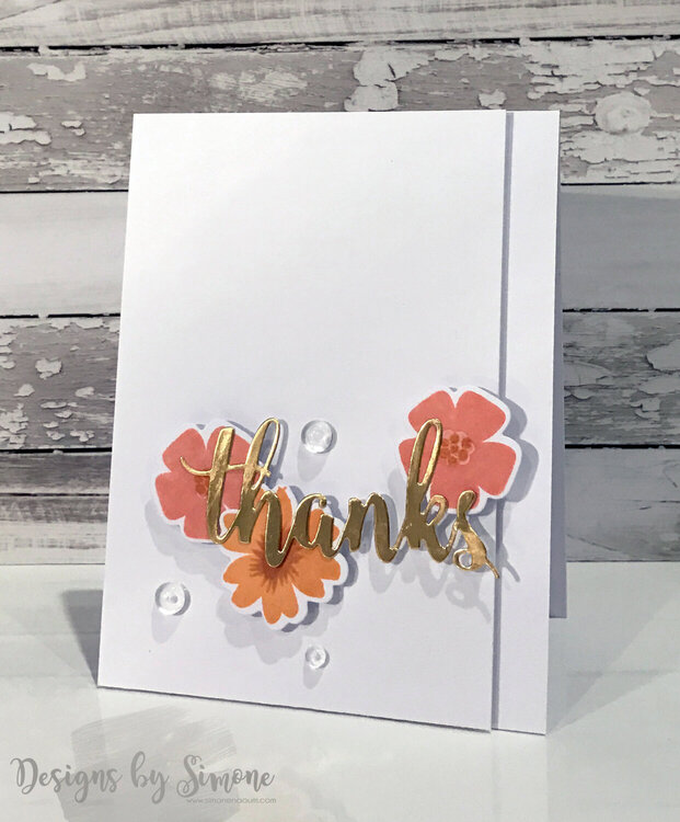Gold Floral Thanks Card