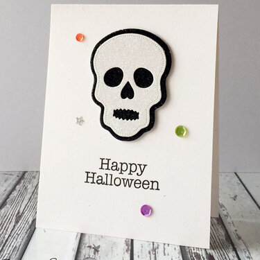 Halloween Glitter Skull Card