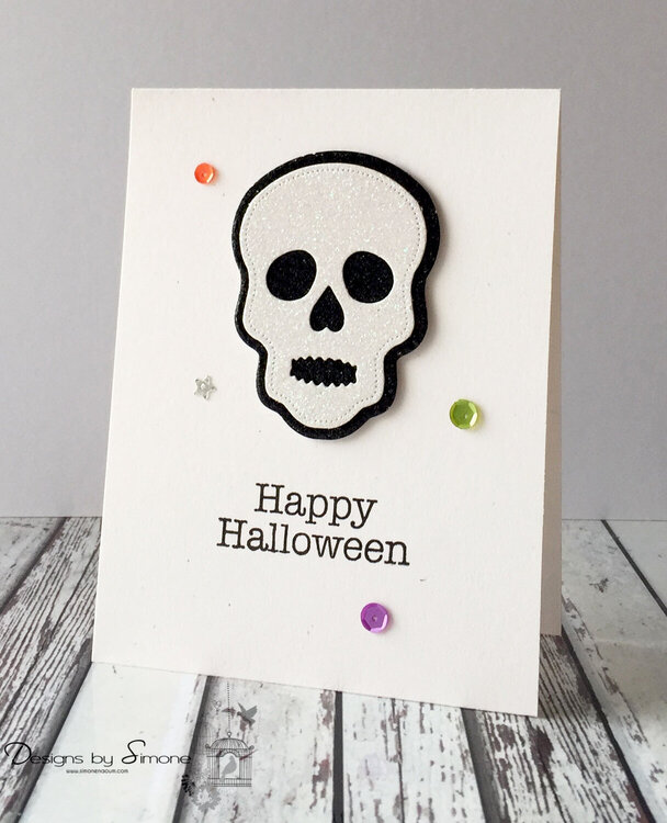 Halloween Glitter Skull Card