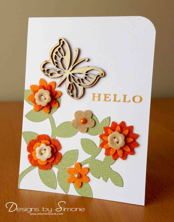 Wooden Butterfly Hello Card