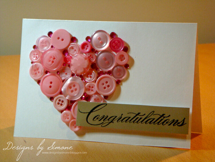 Pink Buttons &amp; Bling Congratulations Card