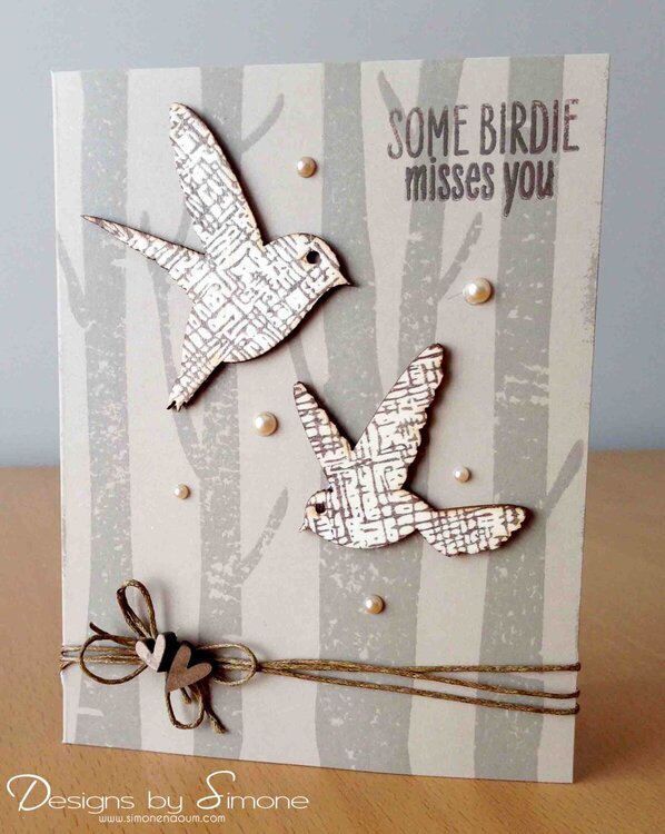Wooden Birdie Misses You Card