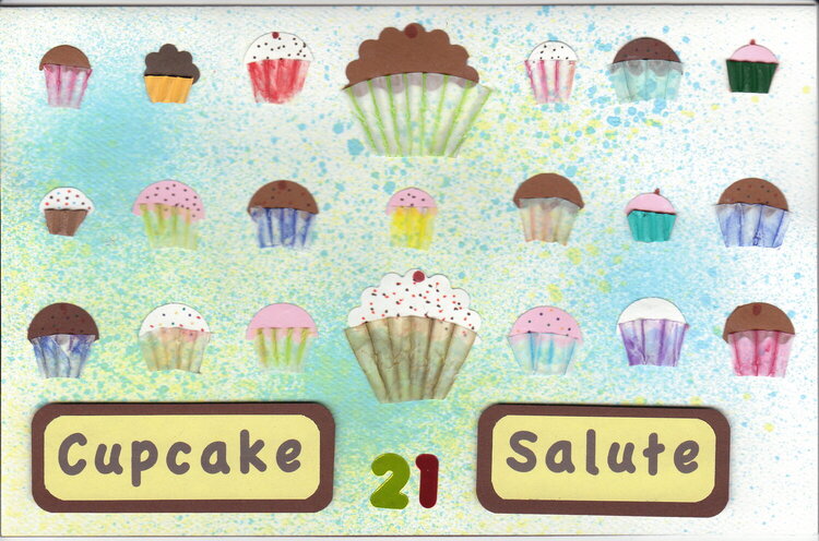 &quot;21 Cupcake Salute&quot; birthday card for niece K1