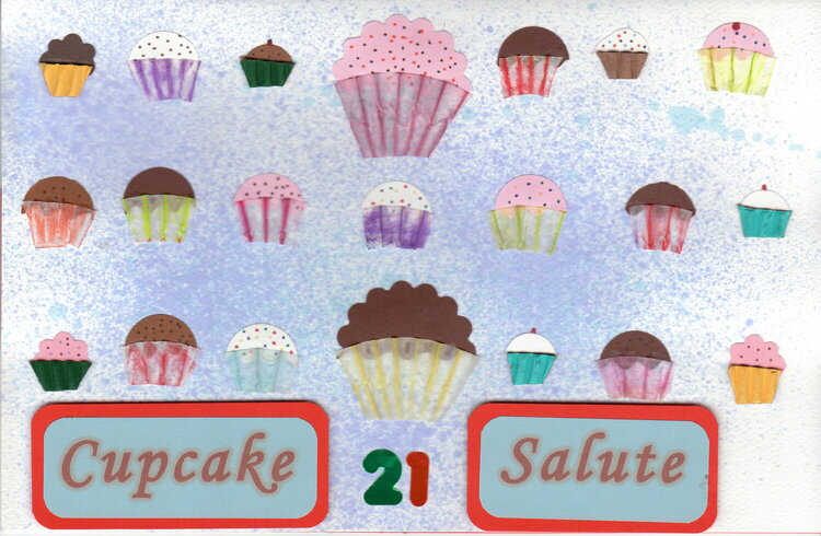 &quot;21 Cupcake Salute&quot; birthday card for niece K2