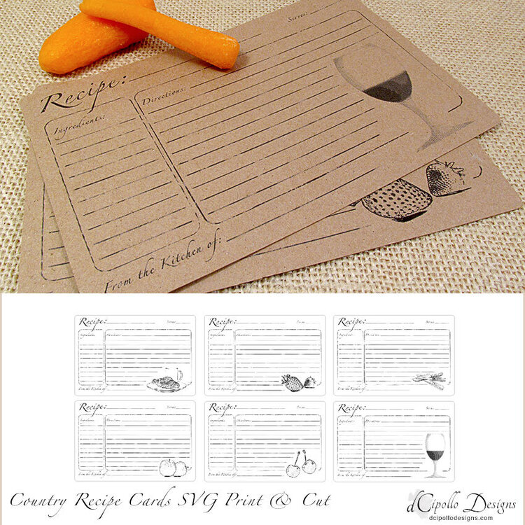 Country Recipe Cards