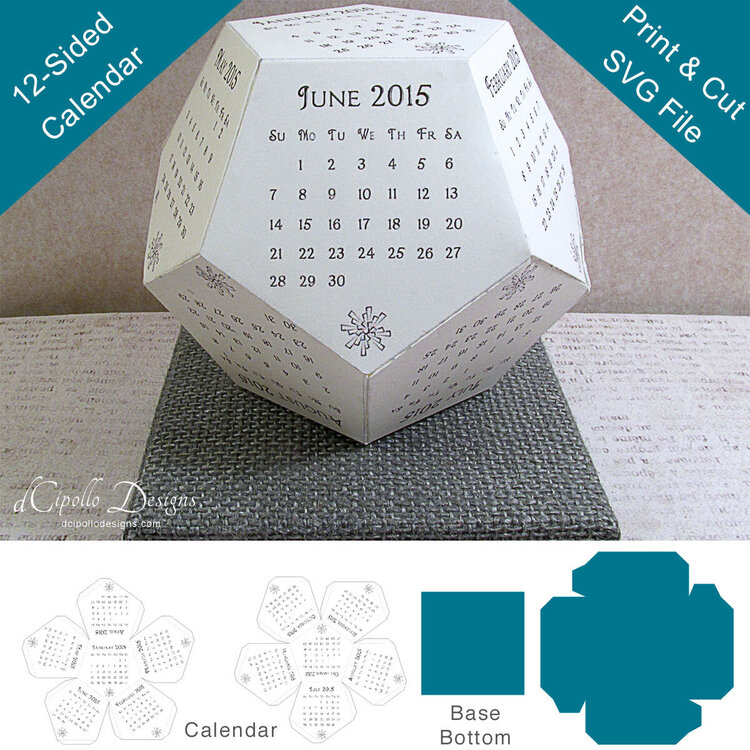 12-Sided Calendar SVG Print and Cut