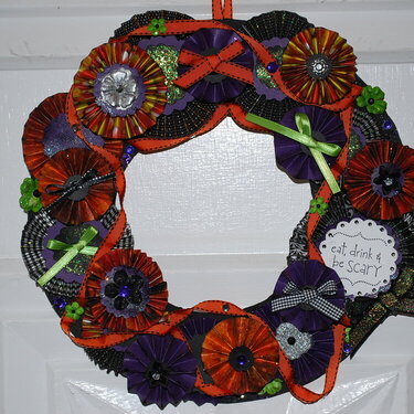 Eat Drink and Be Scary Paper Halloween Wreath