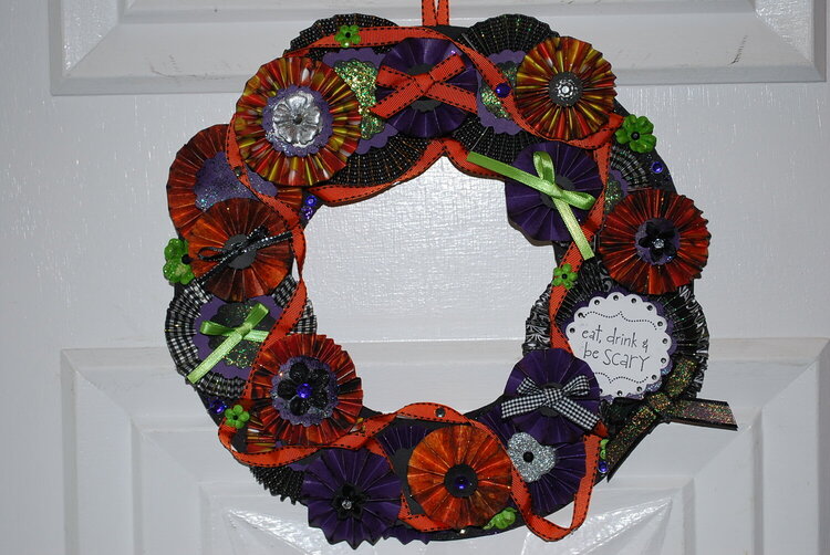 Eat Drink and Be Scary Paper Halloween Wreath