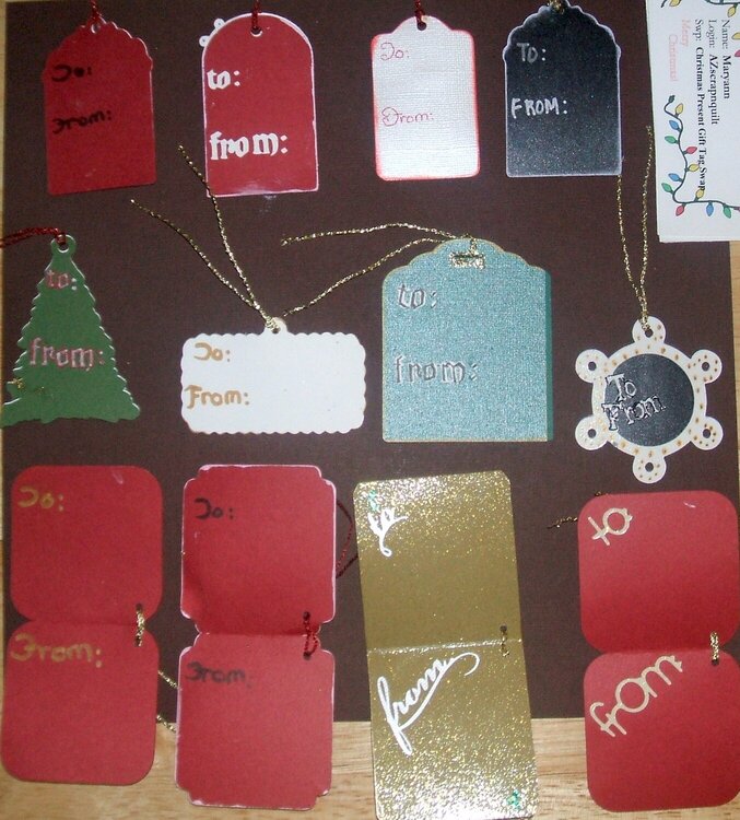 Christmas Gift Tags (page 2 of 2) backs SEE FRONTS THEY ARE NICE!
