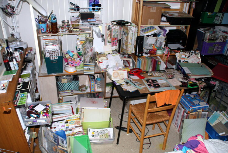 my organized scrap space...lol