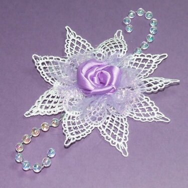 handmade lavender lace and ribbon flower