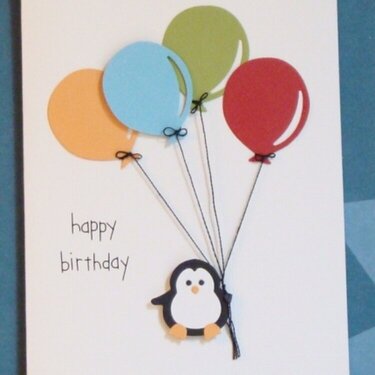Penguin w/ birthday balloons