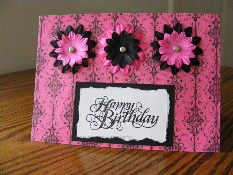 Black &amp; Pink Flower Birthday