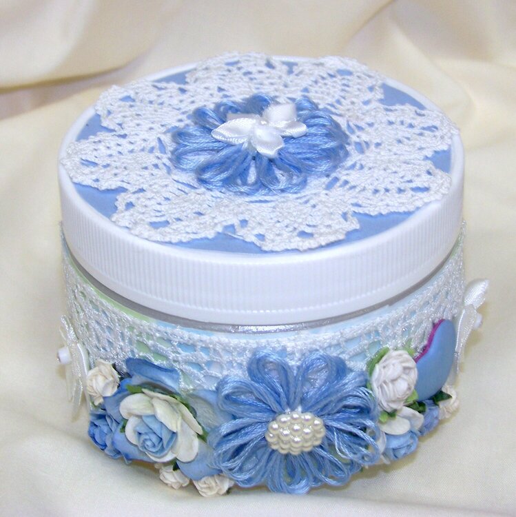 Lotion Jar Blue and White