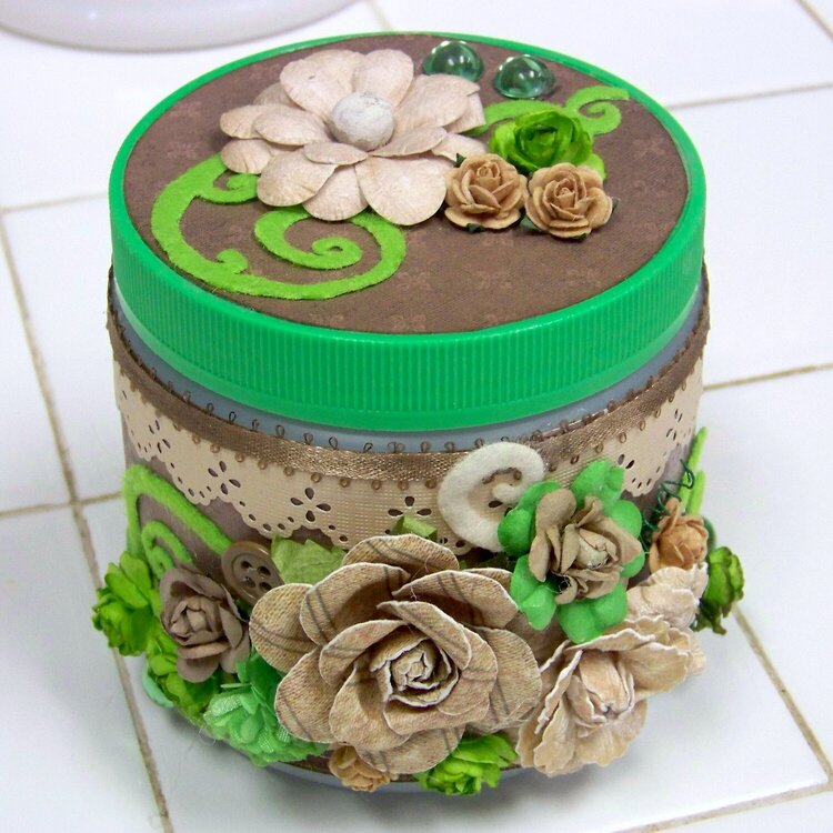 Altered Lotion Jar Green &amp; Beige