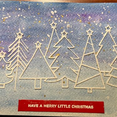 Card front. You cant see it but I used Tim Holtz rock candy on the trees for a little shimmer 
