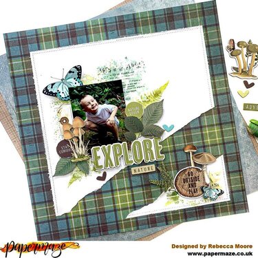 Explore - 12x12 Scrapbook Layout - 49 and Market Vintage Artistry Nature Study
