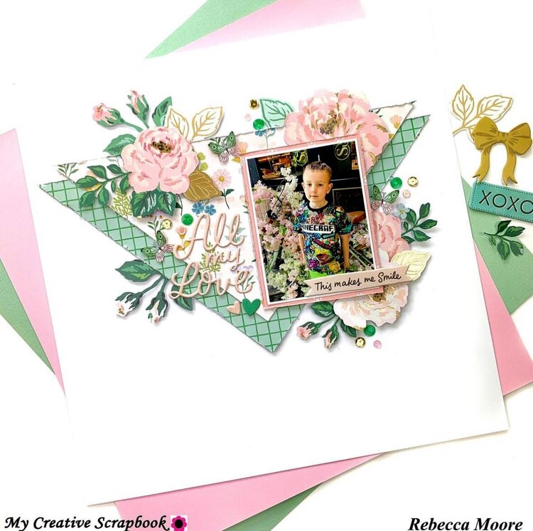 All My Love - 12x12 Scrapbook Layout - Maggie Holmes Woodland Grove