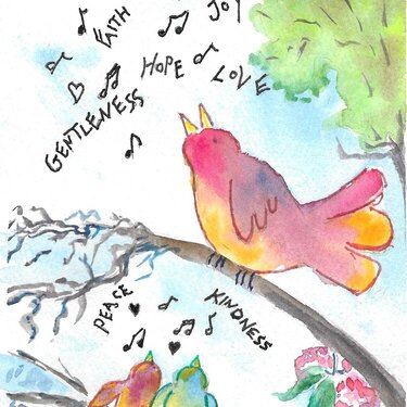 Whimsical Birds Happiness Card