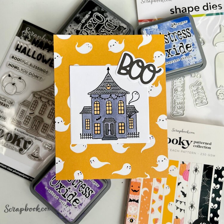 &quot;BOO&quot; Haunted House Card